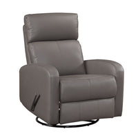 Sery Swivel Glider Manual Reclining Chair, Pull Handle, Brown Leather  - BM347152