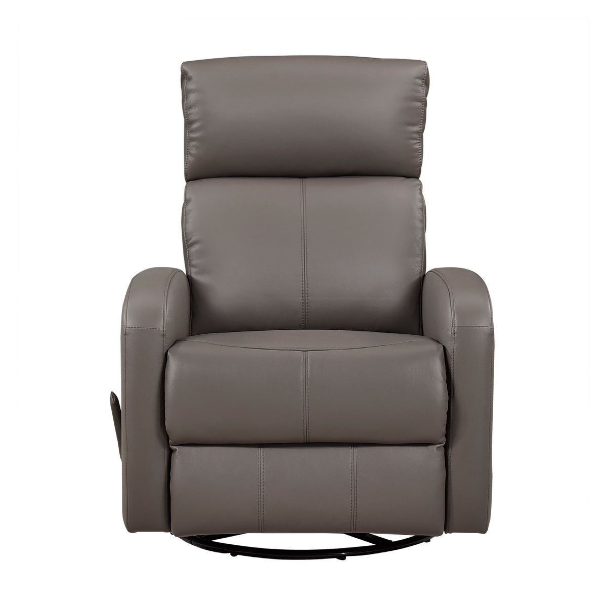 Sery Swivel Glider Manual Reclining Chair, Pull Handle, Brown Leather  - BM347152