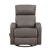Sery Swivel Glider Manual Reclining Chair, Pull Handle, Brown Leather  - BM347152