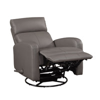 Sery Swivel Glider Manual Reclining Chair, Pull Handle, Brown Leather  - BM347152