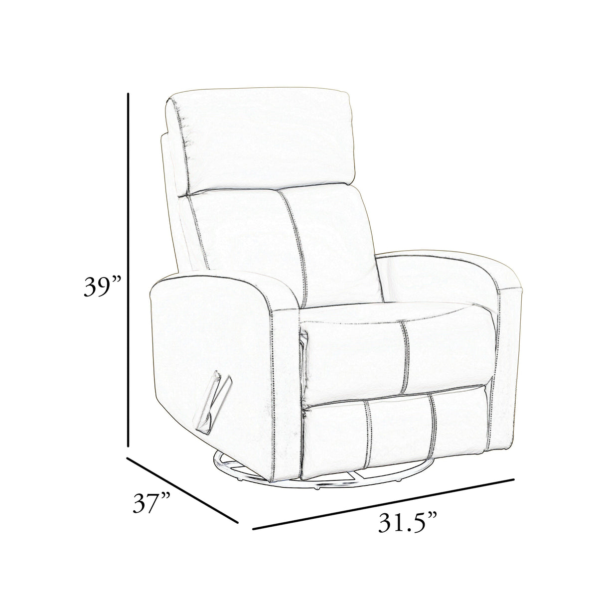 Sery Swivel Glider Manual Reclining Chair, Pull Handle, Brown Leather  - BM347152
