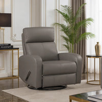 Sery Swivel Glider Manual Reclining Chair, Pull Handle, Brown Leather  - BM347152
