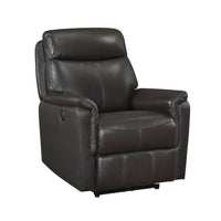 Lea Power Reclining Chair w USB Port, Dark Brown Top Grain Leather  - BM347153