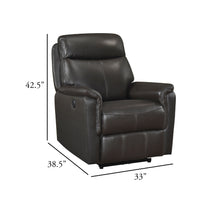 Lea Power Reclining Chair w USB Port, Dark Brown Top Grain Leather  - BM347153