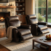 Lea Power Reclining Chair w USB Port, Dark Brown Top Grain Leather  - BM347153