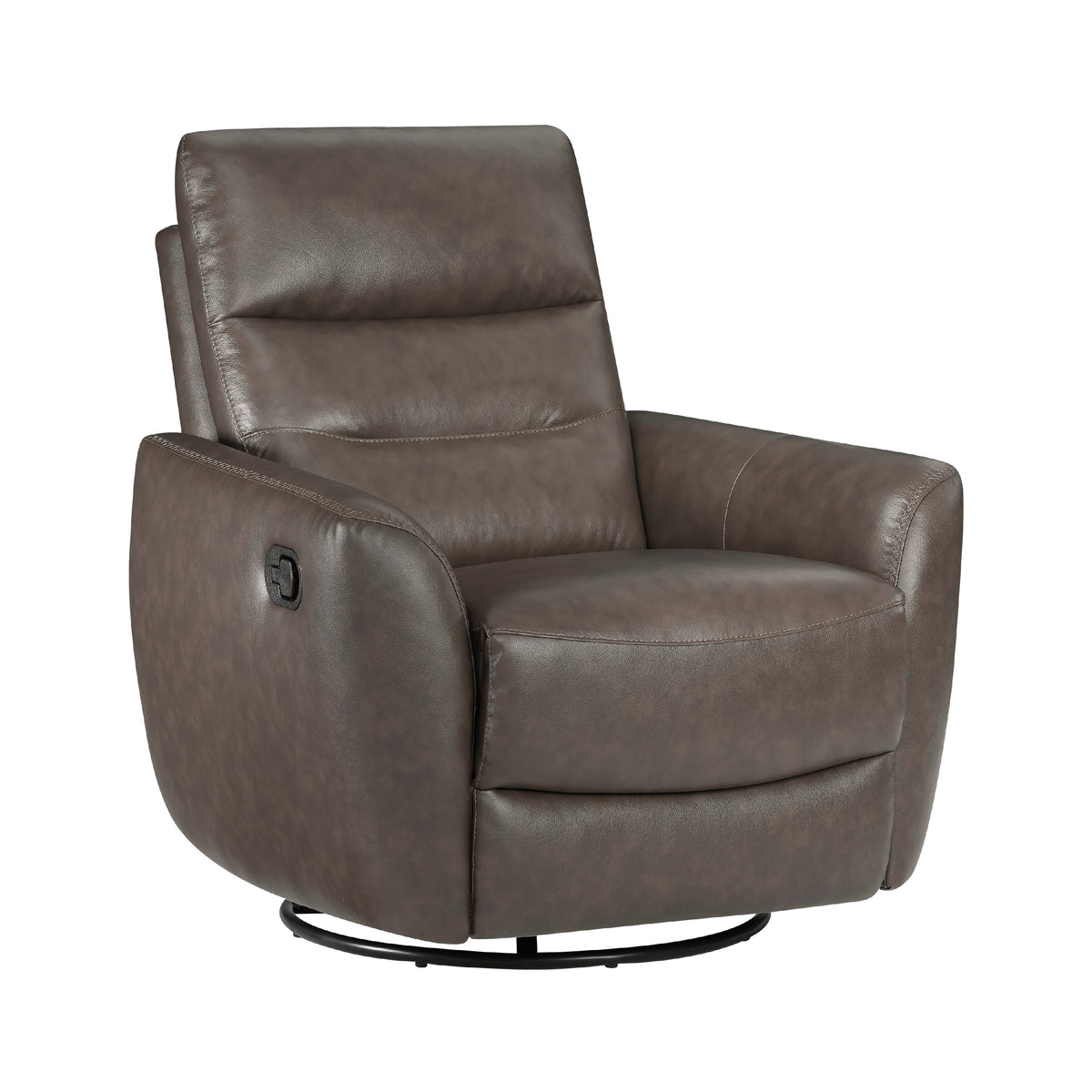 Cax Swivel Glider Manual Reclining Chair, Tab Pull, Dark Brown Leather  - BM347154