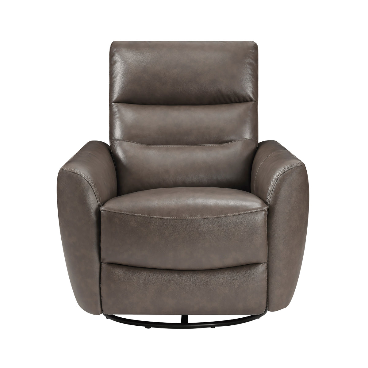 Cax Swivel Glider Manual Reclining Chair, Tab Pull, Dark Brown Leather  - BM347154