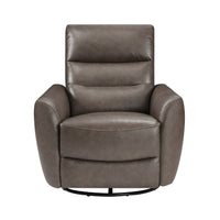 Cax Swivel Glider Manual Reclining Chair, Tab Pull, Dark Brown Leather  - BM347154