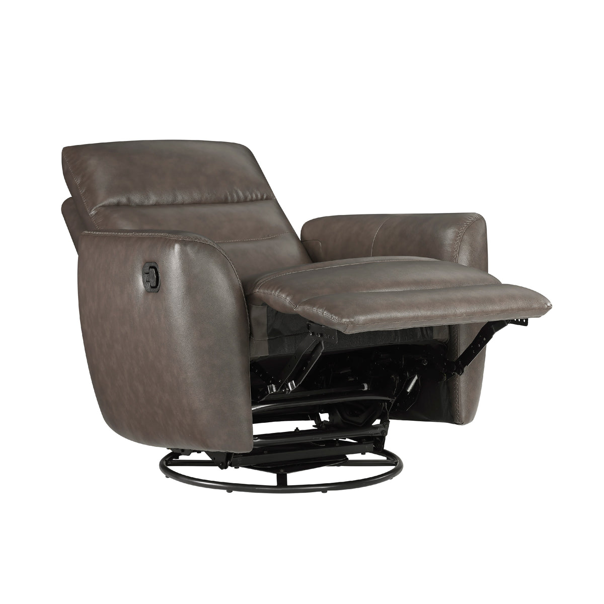 Cax Swivel Glider Manual Reclining Chair, Tab Pull, Dark Brown Leather  - BM347154
