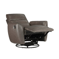 Cax Swivel Glider Manual Reclining Chair, Tab Pull, Dark Brown Leather  - BM347154