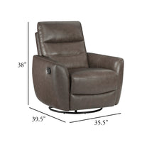 Cax Swivel Glider Manual Reclining Chair, Tab Pull, Dark Brown Leather  - BM347154