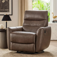Cax Swivel Glider Manual Reclining Chair, Tab Pull, Dark Brown Leather  - BM347154