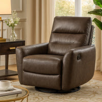 Cax Swivel Glider Manual Reclining Chair, Tab Pull, Dark Brown Leather  - BM347154