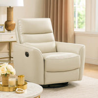 Cax Swivel Glider Manual Reclining Chair, Pull Tab, Taupe Brown Leather  - BM347155