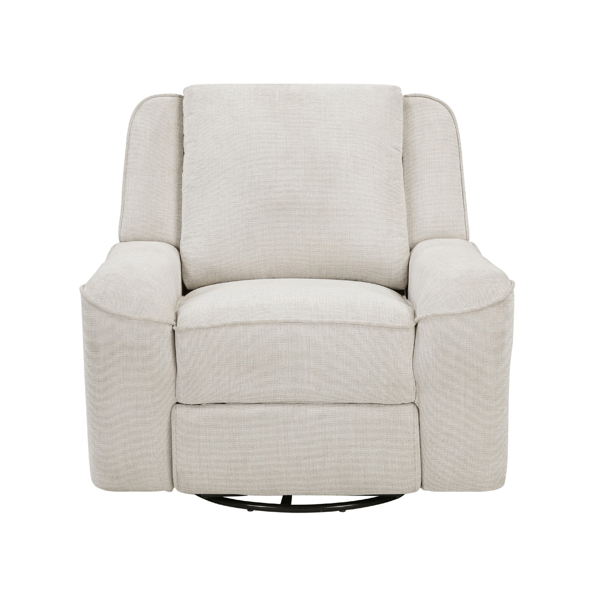 Ruma Swivel Manual Reclining Chair w Tab Pull, Beige Chenille Fabric   - BM347159