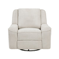 Ruma Swivel Manual Reclining Chair w Tab Pull, Beige Chenille Fabric   - BM347159