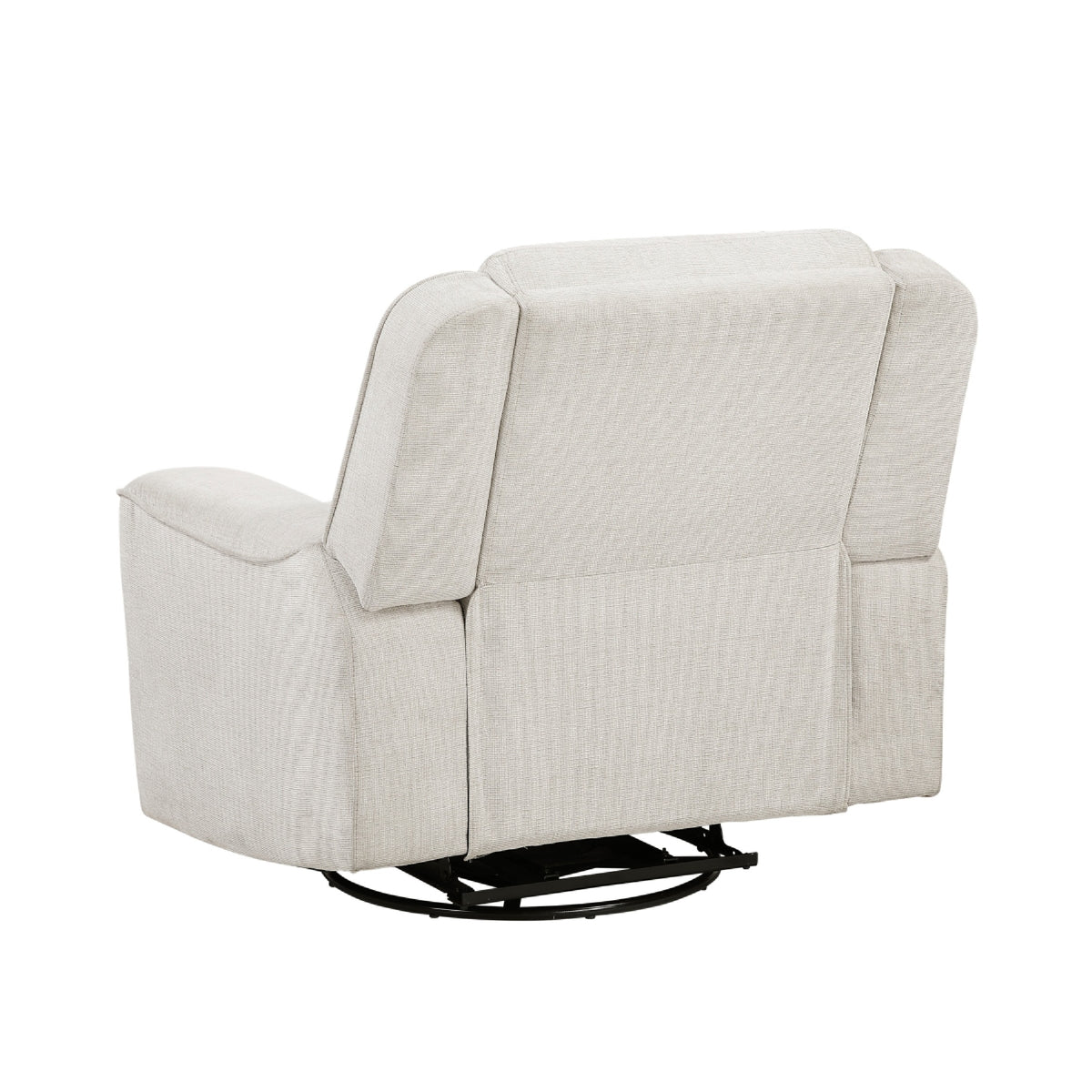 Ruma Swivel Manual Reclining Chair w Tab Pull, Beige Chenille Fabric   - BM347159