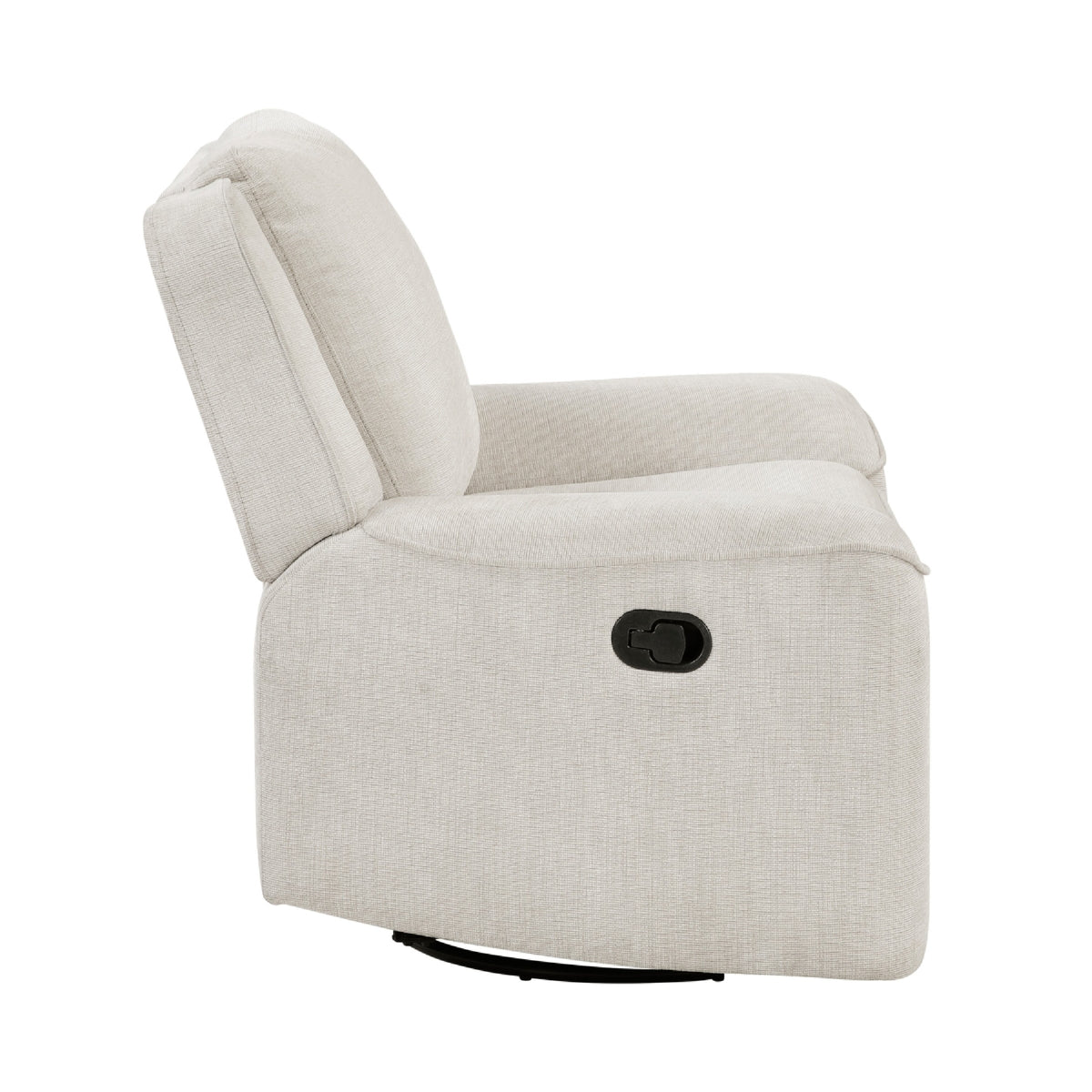 Ruma Swivel Manual Reclining Chair w Tab Pull, Beige Chenille Fabric   - BM347159