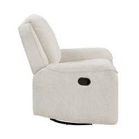 Ruma Swivel Manual Reclining Chair w Tab Pull, Beige Chenille Fabric   - BM347159