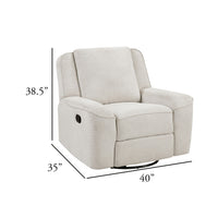 Ruma Swivel Manual Reclining Chair w Tab Pull, Beige Chenille Fabric   - BM347159