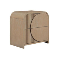 Tanya Nightstand with 2 Drawers, Reeded Panels, Natural Brown Wood - BM347574