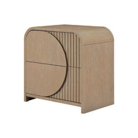 Tanya Nightstand with 2 Drawers, Reeded Panels, Natural Brown Wood - BM347574