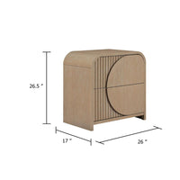 Tanya Nightstand with 2 Drawers, Reeded Panels, Natural Brown Wood - BM347574