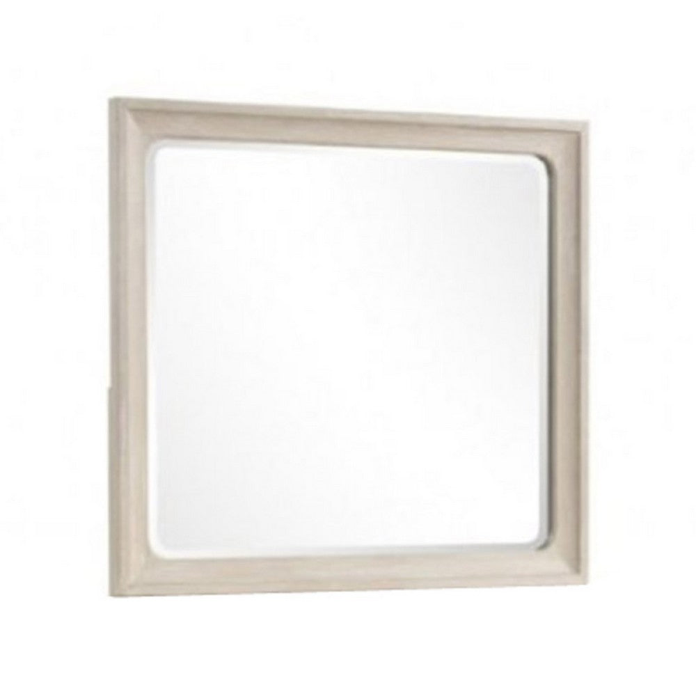 Rozie Dresser Mirror, Bevelled Accents, Light Brown Solid Wood 36x40 - BM347583