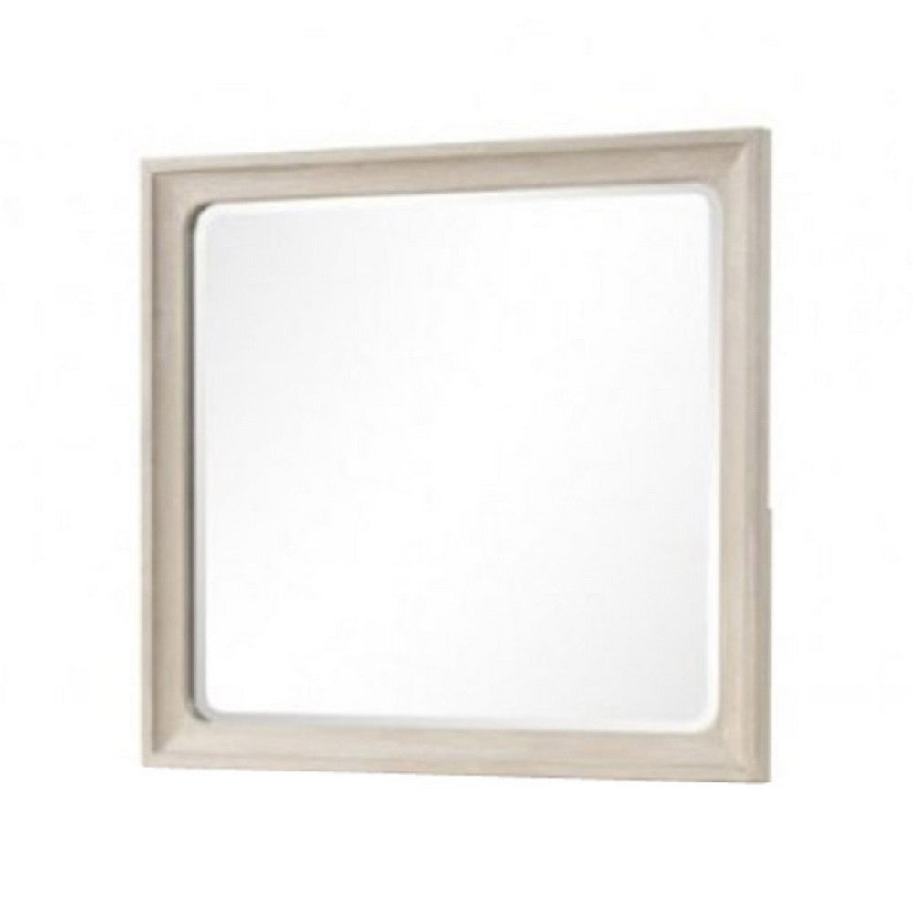 Rozie Dresser Mirror, Bevelled Accents, Light Brown Solid Wood 36x40 - BM347583