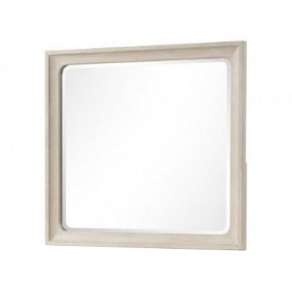 Rozie Dresser Mirror, Bevelled Accents, Light Brown Solid Wood 36x40 - BM347583