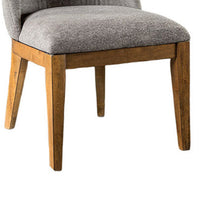 Ramie Side Dining Chair Set of 2, Wingback, Chestnut Wood, Gray Fabric - BM347585