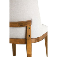 Ramie Side Dining Chair Set of 2, Wingback Chestnut Wood, White Fabric - BM347586