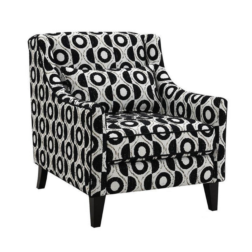 Viani Accent Chair with Round Eye Pattern, Solid Wood, Black Chenille - BM347593