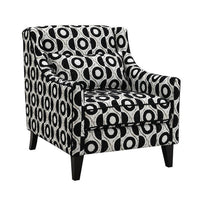 Viani Accent Chair with Round Eye Pattern, Solid Wood, Black Chenille - BM347593