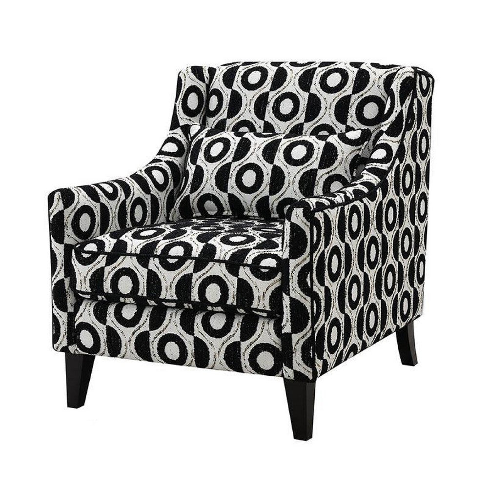 Viani Accent Chair with Round Eye Pattern, Solid Wood, Black Chenille - BM347593