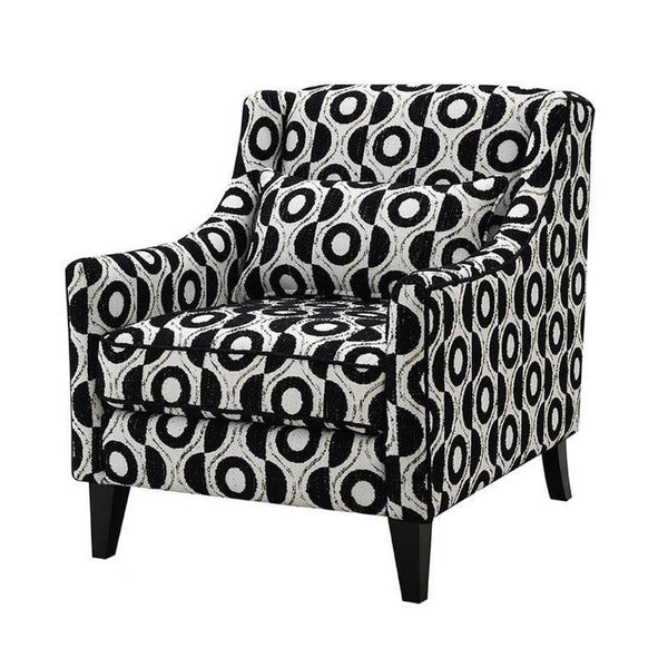 Viani Accent Chair with Round Eye Pattern, Solid Wood, Black Chenille - BM347593