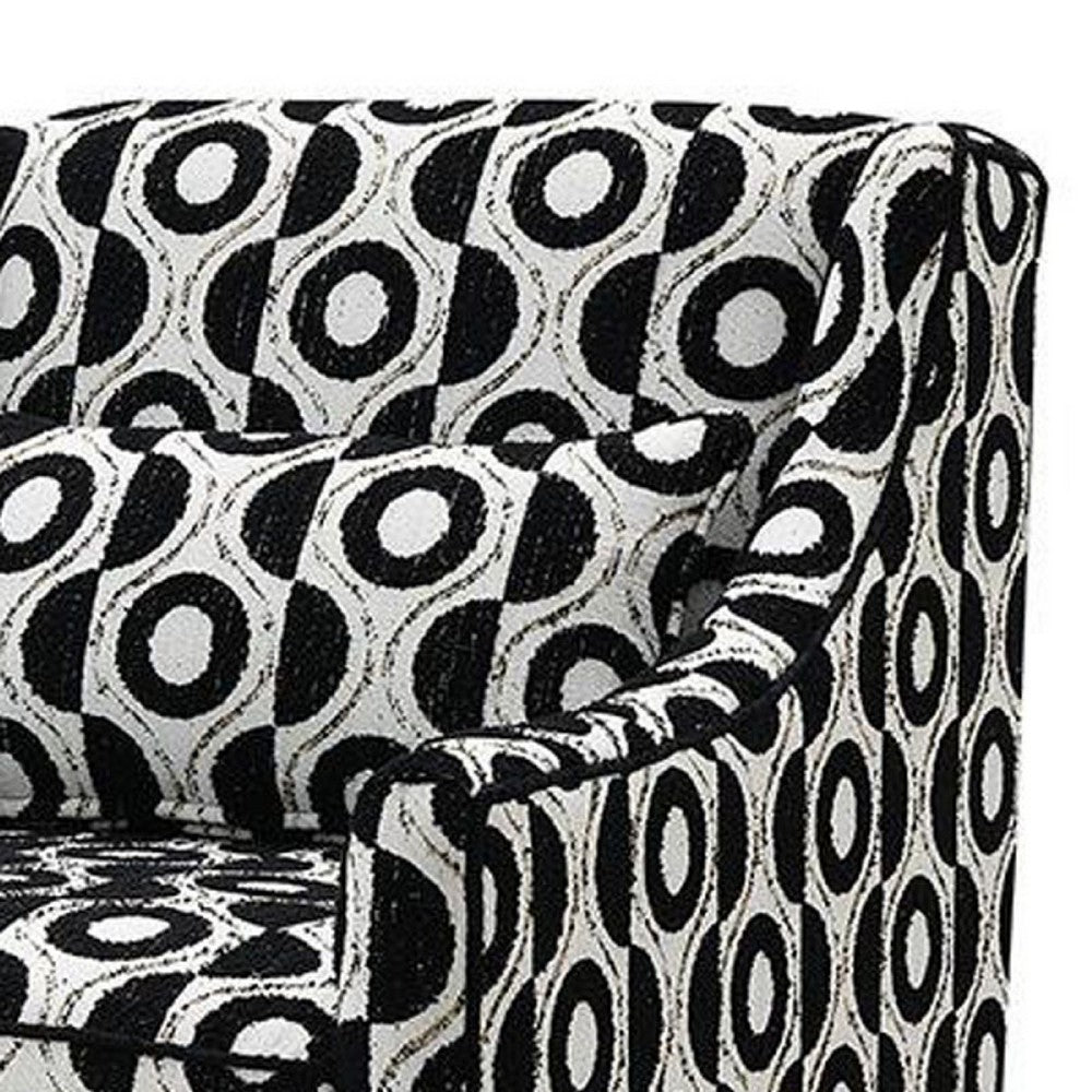 Viani Accent Chair with Round Eye Pattern, Solid Wood, Black Chenille - BM347593