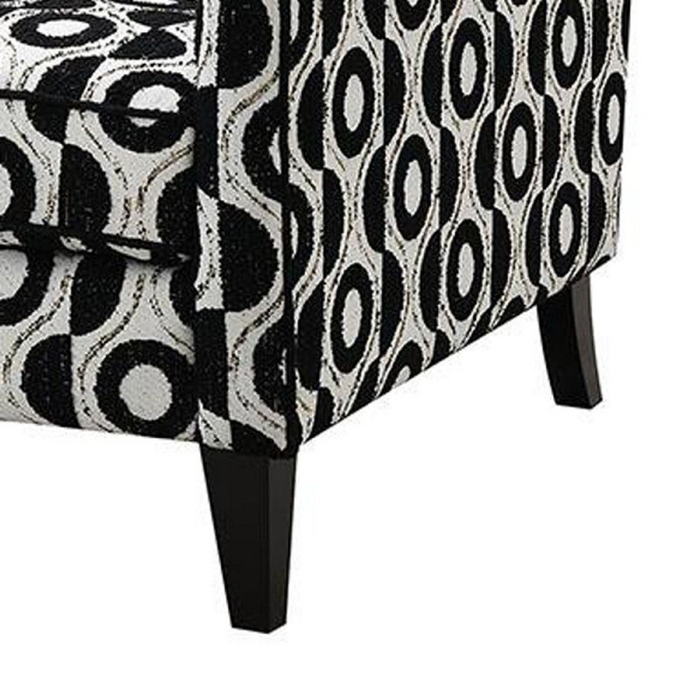Viani Accent Chair with Round Eye Pattern, Solid Wood, Black Chenille - BM347593