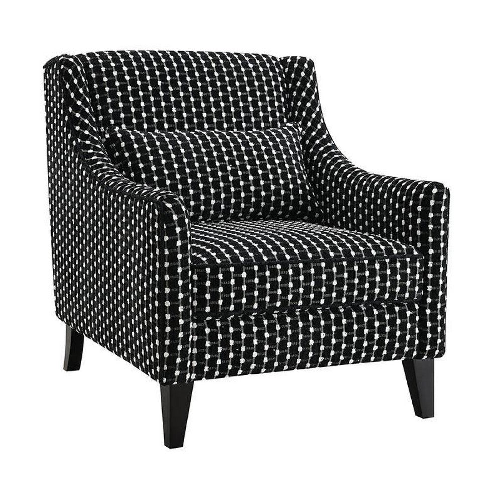 Viani Accent Chair, Square Dotted Pattern, Solid Wood, Black Chenille - BM347594