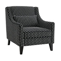 Viani Accent Chair, Square Dotted Pattern, Solid Wood, Black Chenille - BM347594