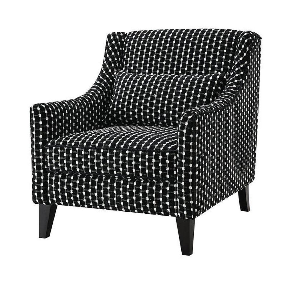 Viani Accent Chair, Square Dotted Pattern, Solid Wood, Black Chenille - BM347594