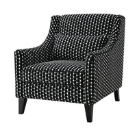Viani Accent Chair, Square Dotted Pattern, Solid Wood, Black Chenille - BM347594