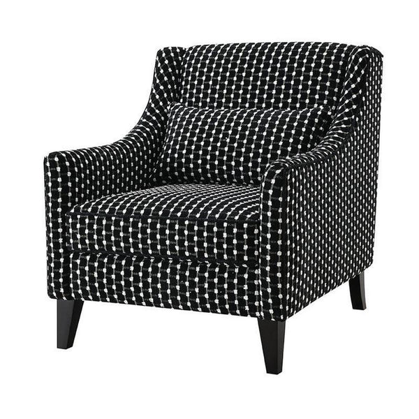 Viani Accent Chair, Square Dotted Pattern, Solid Wood, Black Chenille - BM347594