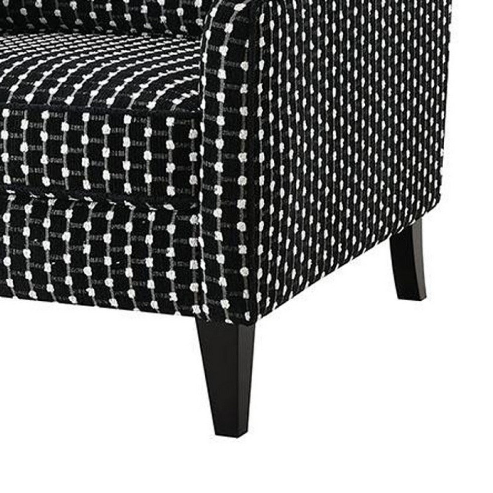 Viani Accent Chair, Square Dotted Pattern, Solid Wood, Black Chenille - BM347594