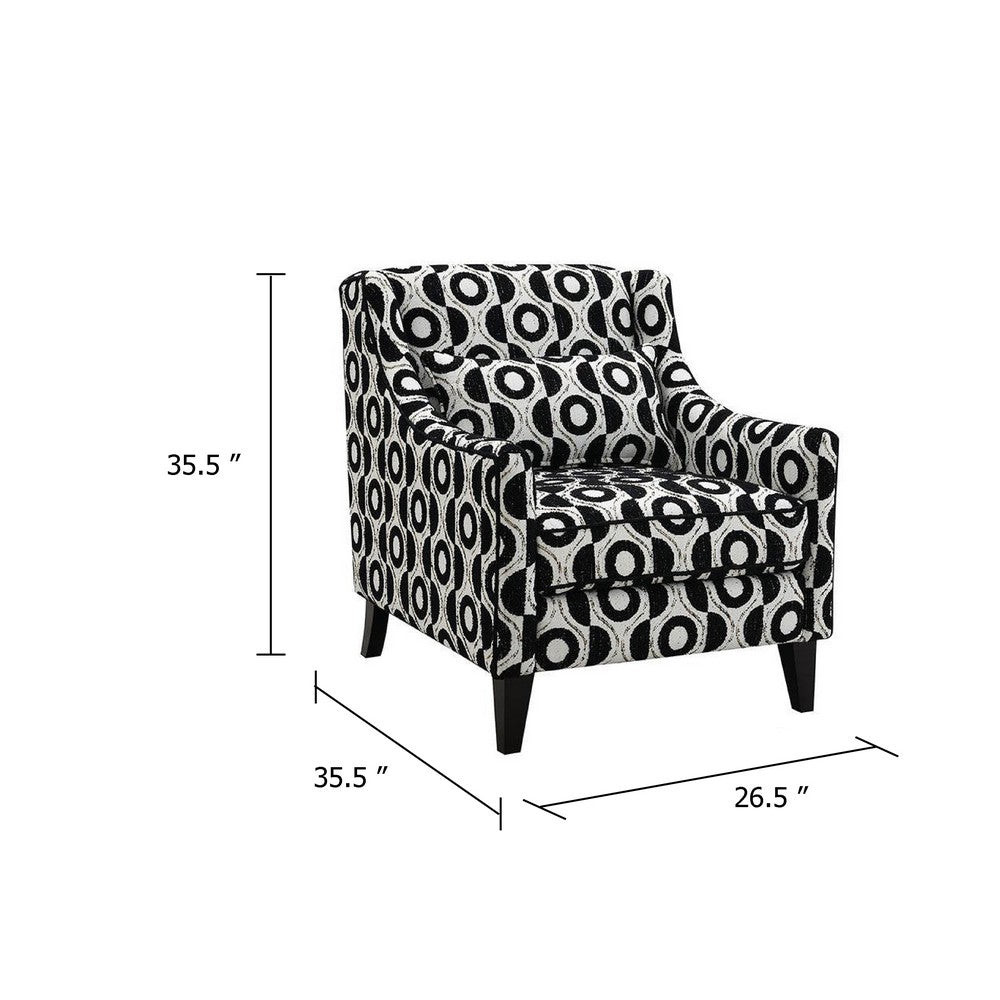 Viani Accent Chair, Square Dotted Pattern, Solid Wood, Black Chenille - BM347594