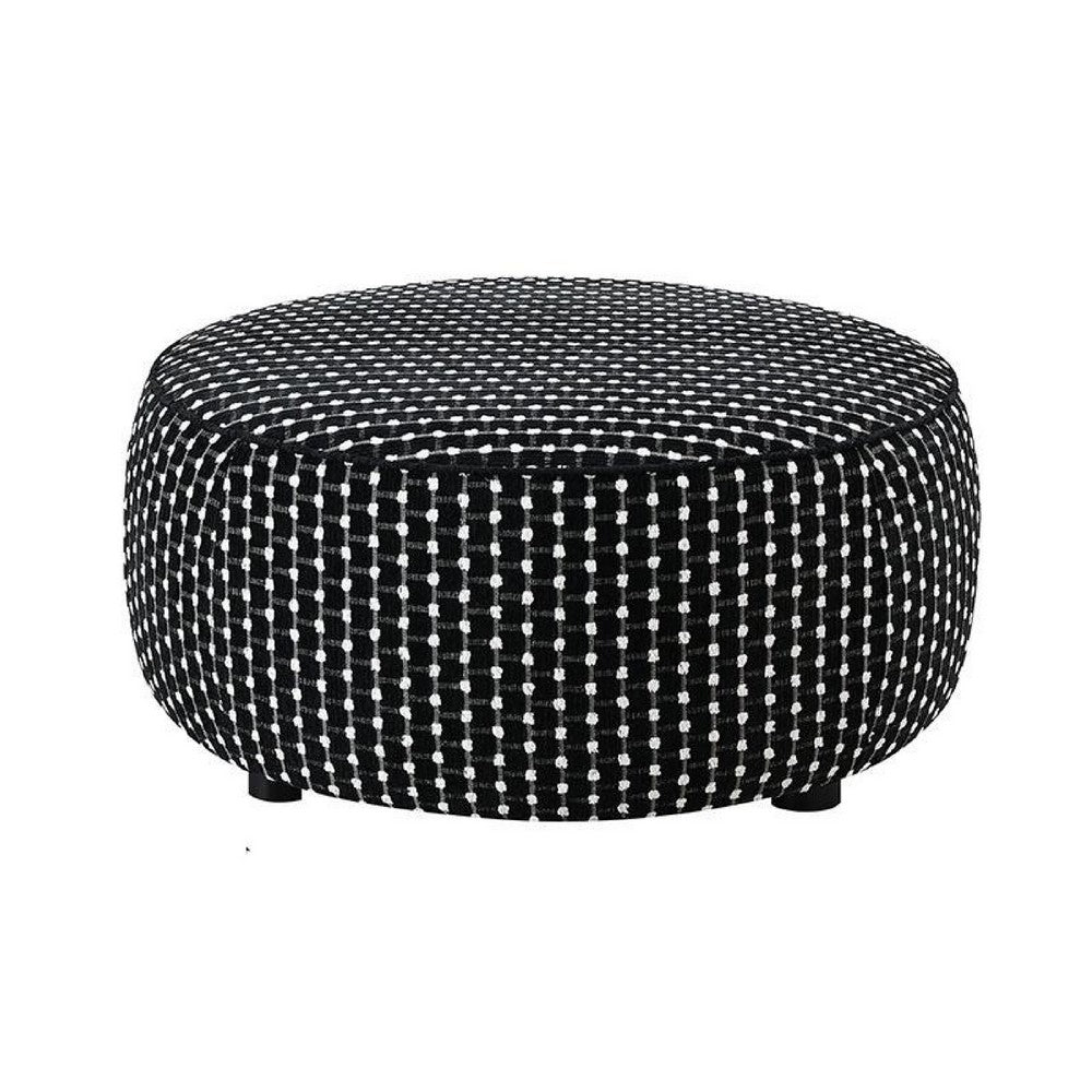 Viani Accent Ottoman, Square Dotted Pattern, Black Chenille 36 Inch - BM347595