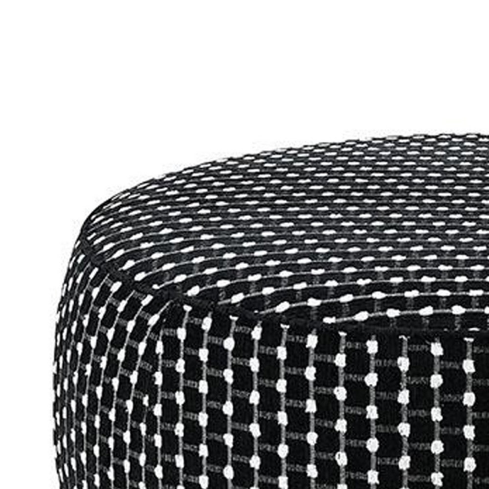 Viani Accent Ottoman, Square Dotted Pattern, Black Chenille 36 Inch - BM347595