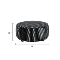 Viani Accent Ottoman, Square Dotted Pattern, Black Chenille 36 Inch - BM347595
