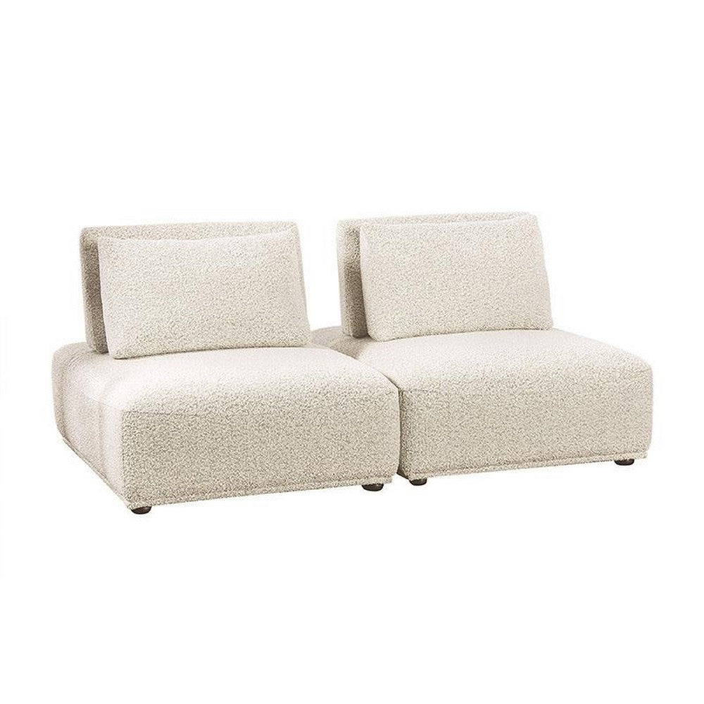 Stavan Modular 2 Seater Sofa, Beige Boucle and Adjustable Back Pillows - BM347602