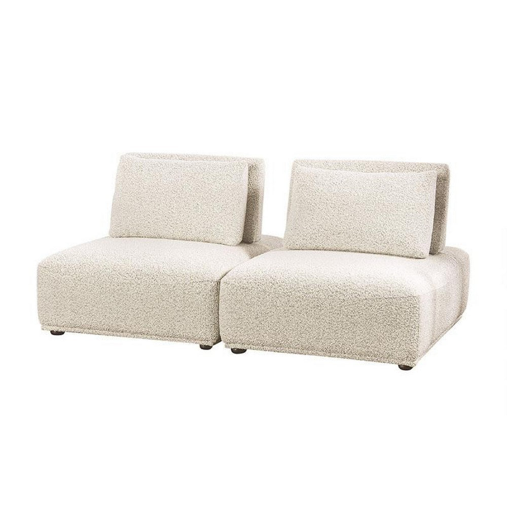 Stavan Modular 2 Seater Sofa, Beige Boucle and Adjustable Back Pillows - BM347602